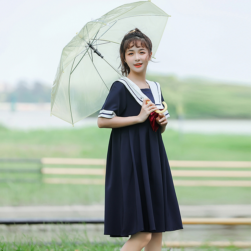 Academy Style Sailor Collar Long Sleeve Dress - Image 4