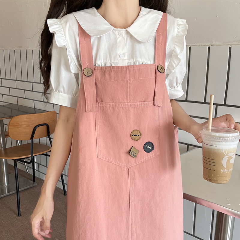 Casual Suspender Dress Women 2022 Summer Korean Loose Plus Size Petite School Style Cute Dress - Image 2