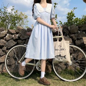 Fresh Doll Collar Navy Style Dress for Women