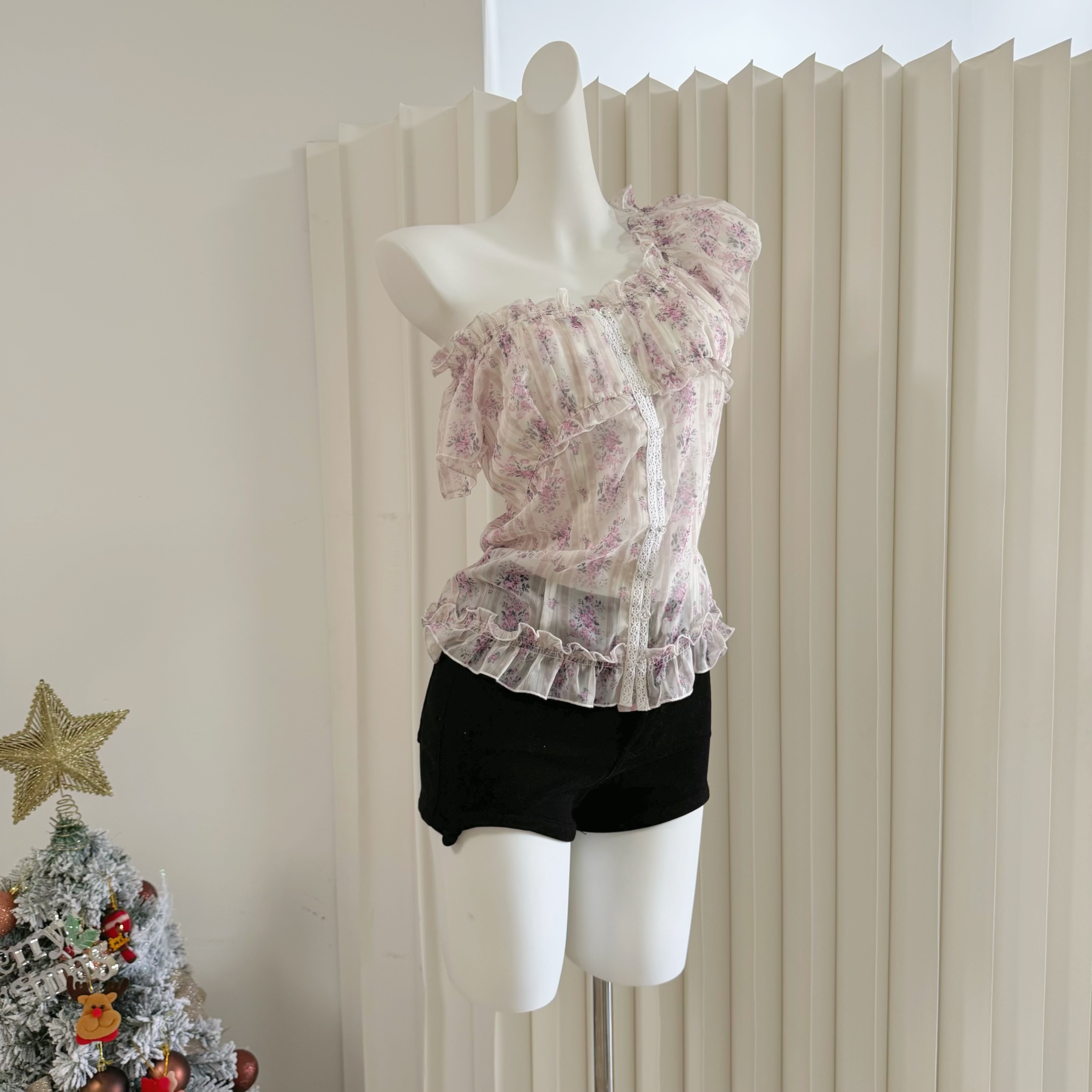 LilyQin Light Purple Floral Chiffon Top - Image 2