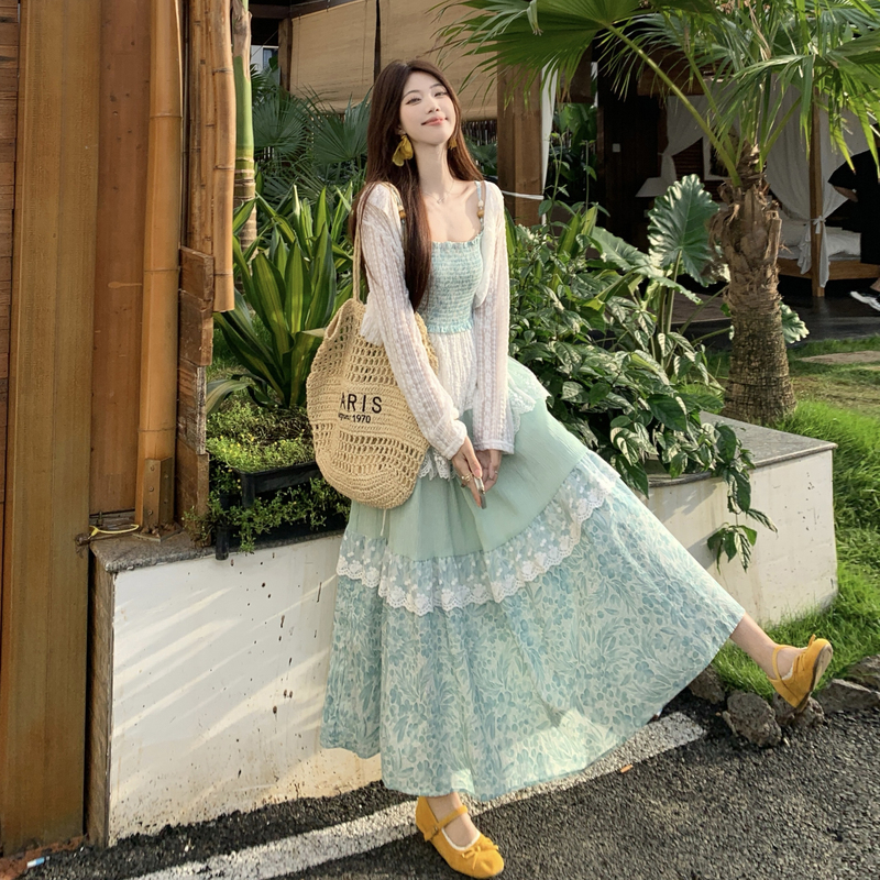 Plus Size Sweet Pastoral Floral Sleeveless Two-Piece Maxi Dress Set Summer 2026 - Image 2