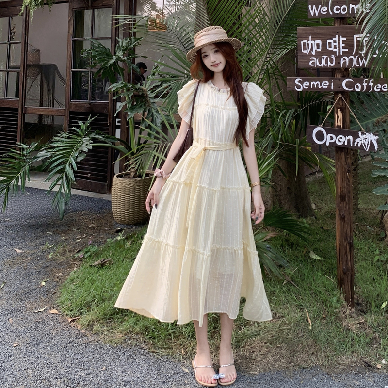 Plus Size French Style Midi Dress with Ruffle Trim and Flutter Sleeves Summer 2026
