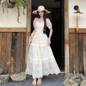 Plus Size Lace A-Line Long Dress for Women Summer 2026