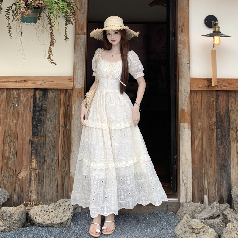Plus Size Lace A-Line Long Dress for Women Summer 2026