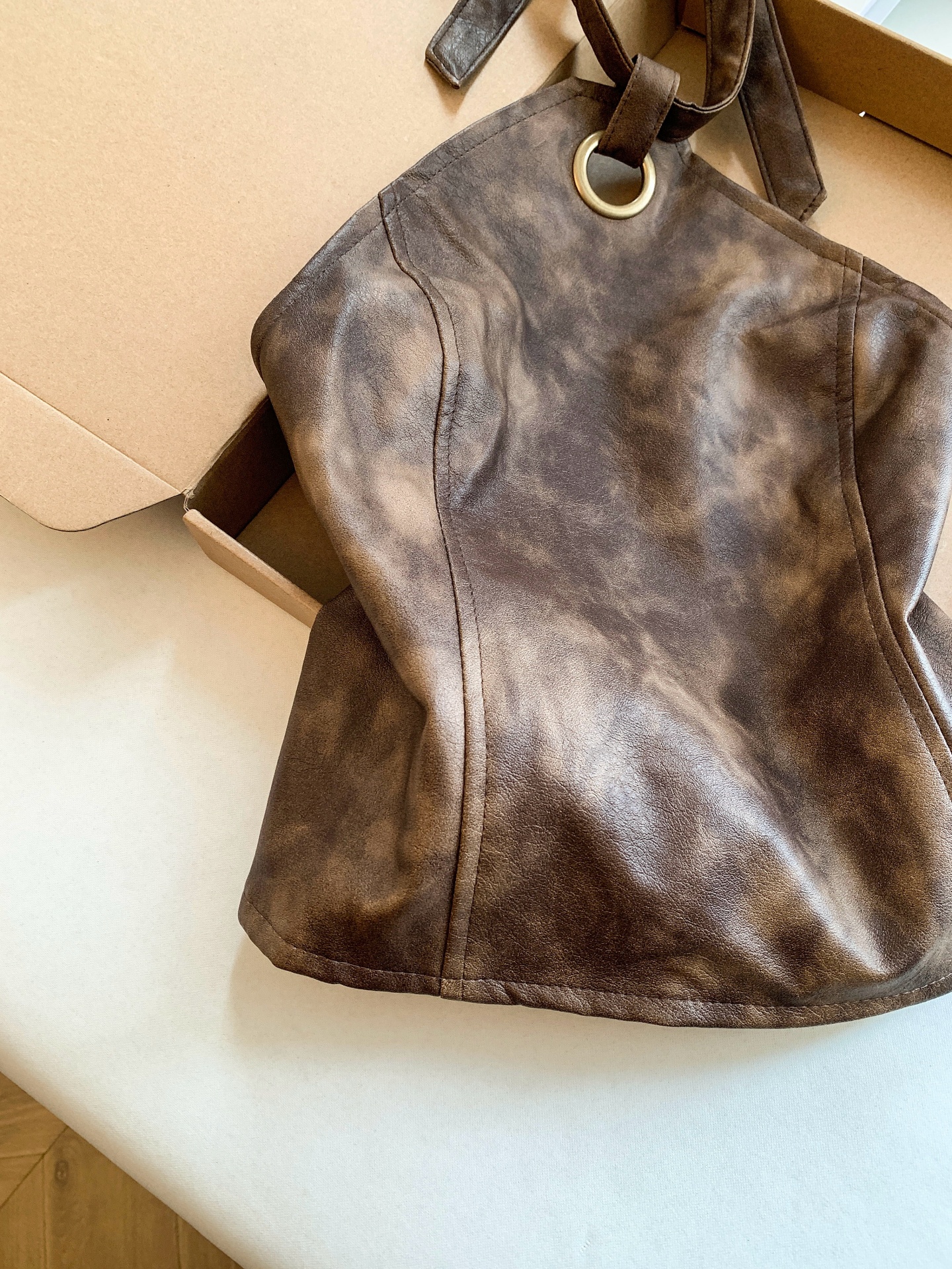Women's Halter Neck PU Leather Sleeveless Backless Crop Cami Top Summer - Image 3