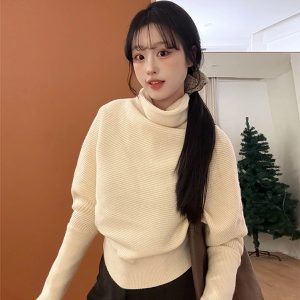 Women's Half Turtleneck Knit Sweater Pullover Fall Winter Inner Layer