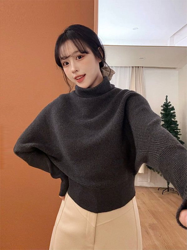 Women's Half Turtleneck Knit Sweater Pullover Fall Winter Inner Layer - Image 2