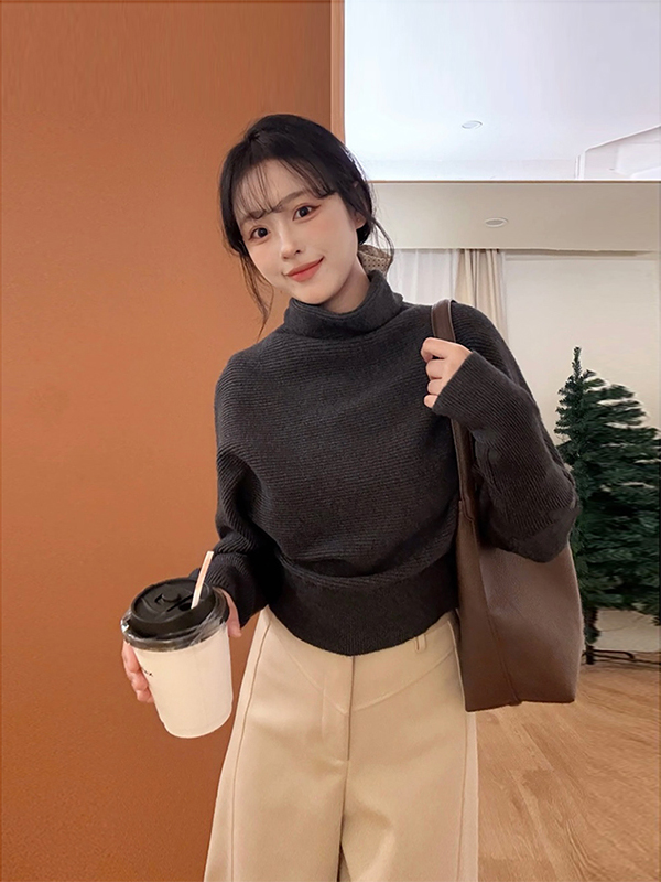 Women's Half Turtleneck Knit Sweater Pullover Fall Winter Inner Layer - Image 3